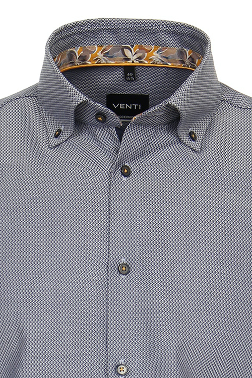 VENTI Modern Fit Hemd Langarm Button Down Kragen Streifen blau