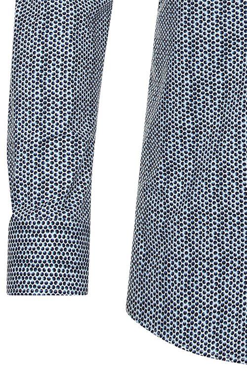 VENTI Modern Fit Hemd Langarm New Kent Kragen Jersey Stretch Muster blau
