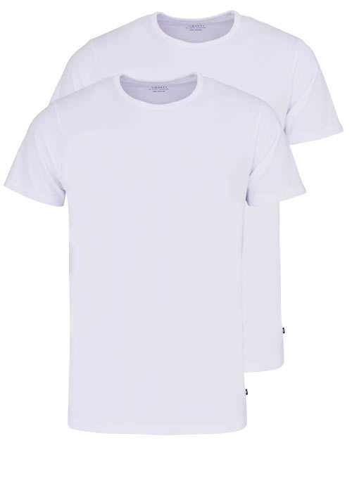 VENTI Modern Fit T-Shirt Rundhals Baumwollmix Doppelpack Jersey weiß