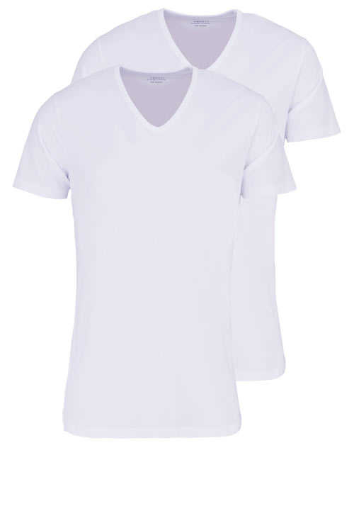 VENTI Modern Fit T-Shirt V-Ausschnitt Baumwollmix Doppelpack Jersey wei